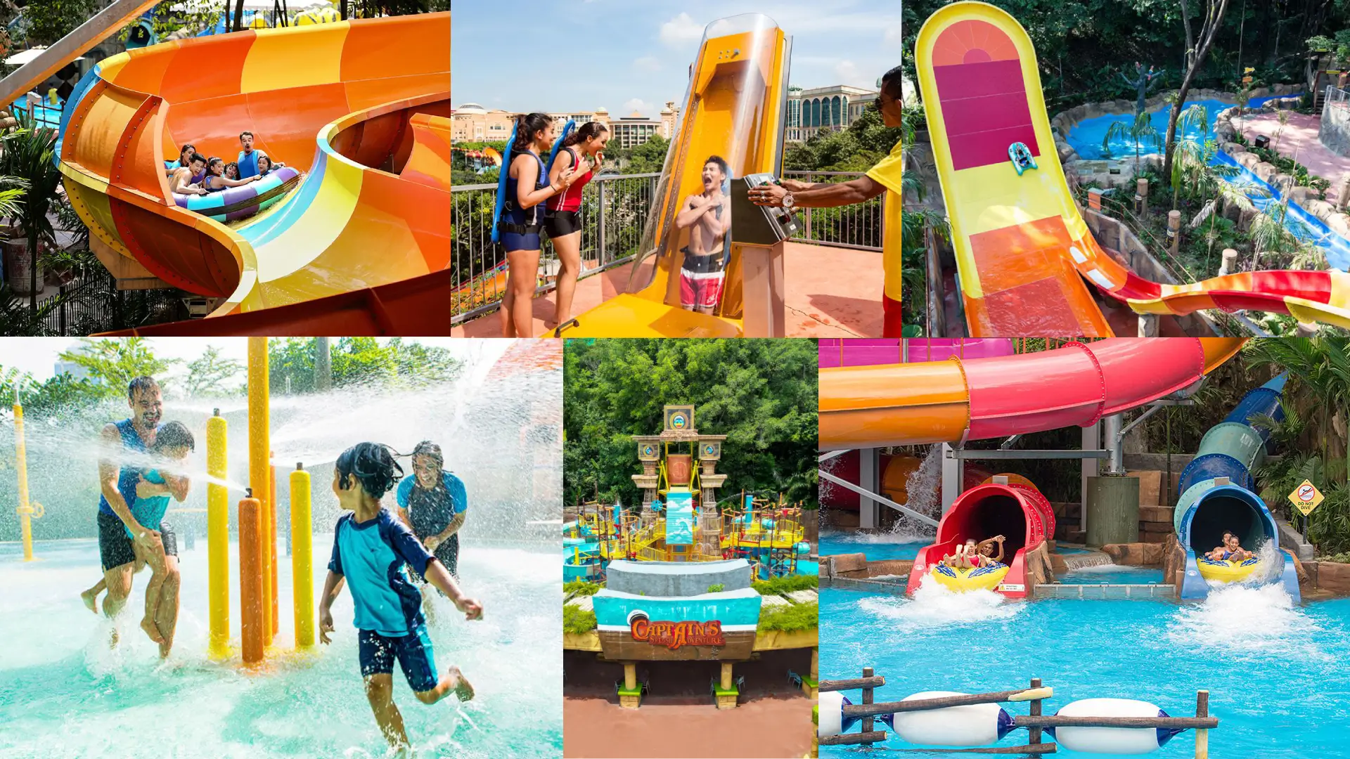 Water slides, splash areas and family water attractions at Sunway Lagoon Water Park near Kuala Lumpur
